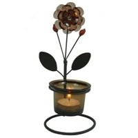 Castical de Vidro com Flor Marron